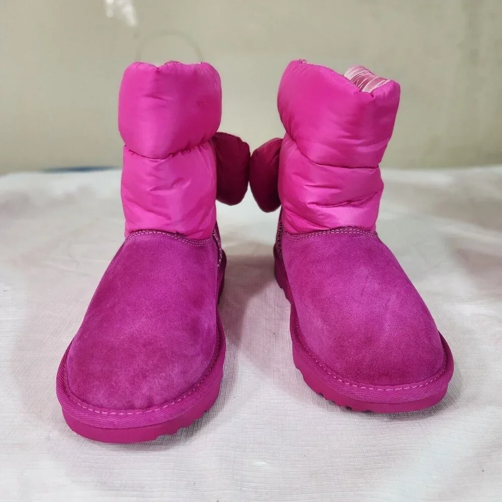 Ugg Kids Bailey Bow Maxi Wavelength Boots Pink NWOB Size 5